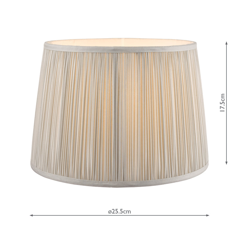 Laura Ashley Hemsley Pleated Silk Empire Drum Shade Silver 25cm/10 inch • LA3724678-Q