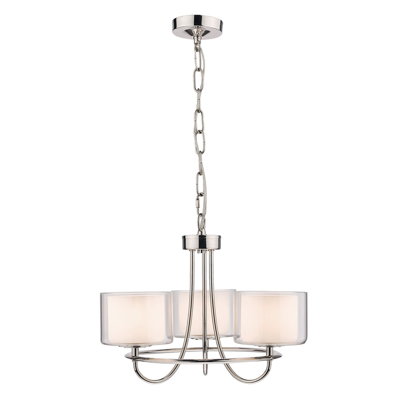 Laura Ashley Southwell 3lt Chandelier Polished Nickel & Glass Shades • LA3724943-Q