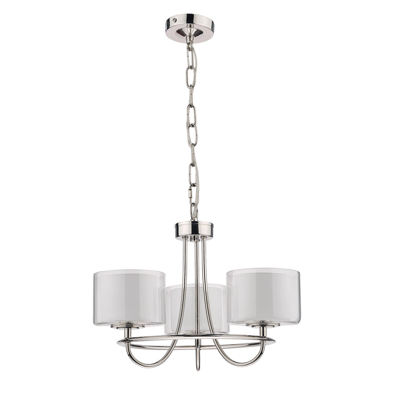 Laura Ashley Southwell 3lt Chandelier Polished Nickel & Glass Shades • LA3724943-Q