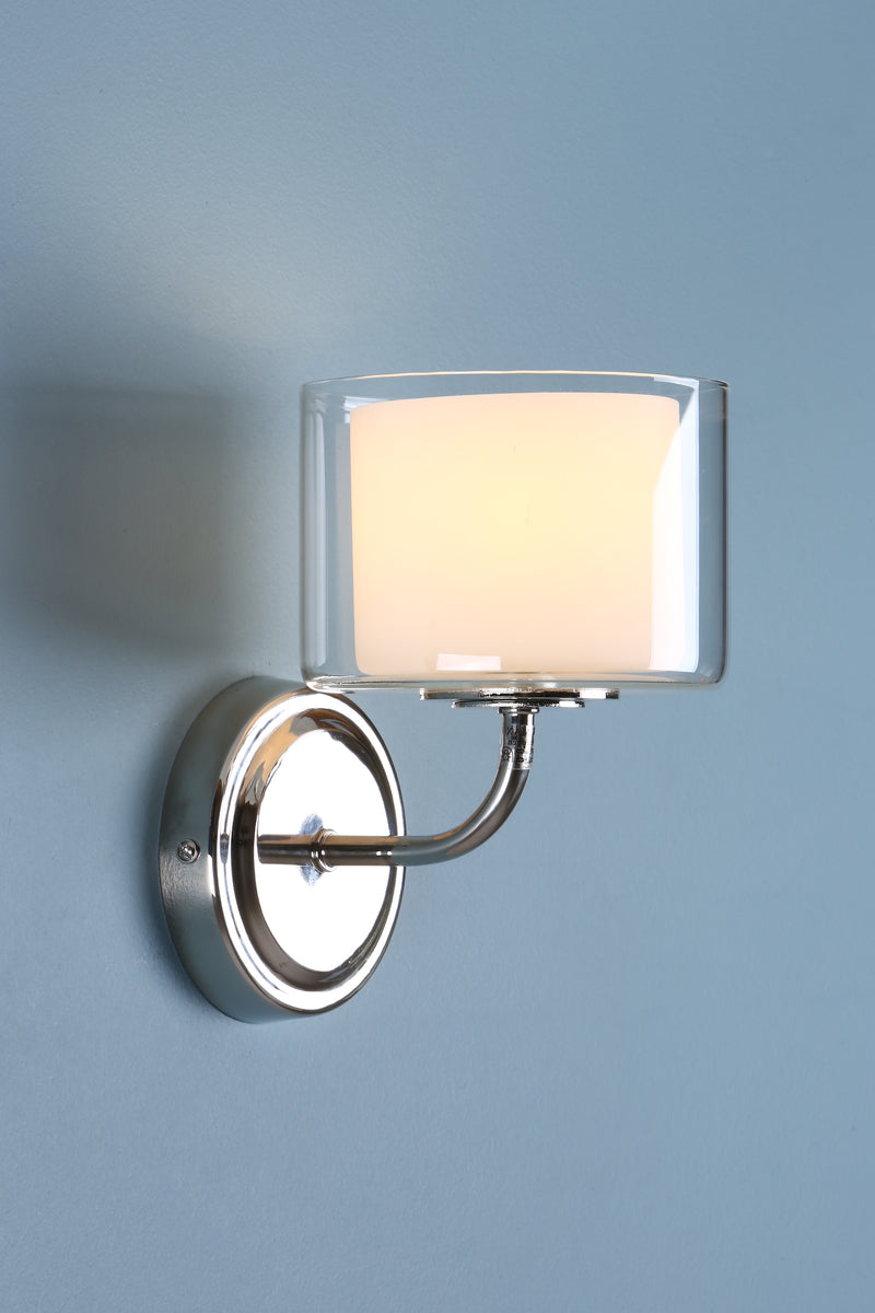 Laura Ashley Southwell Wall Light Polished Nickel & Glass Shade • LA3724955-Q