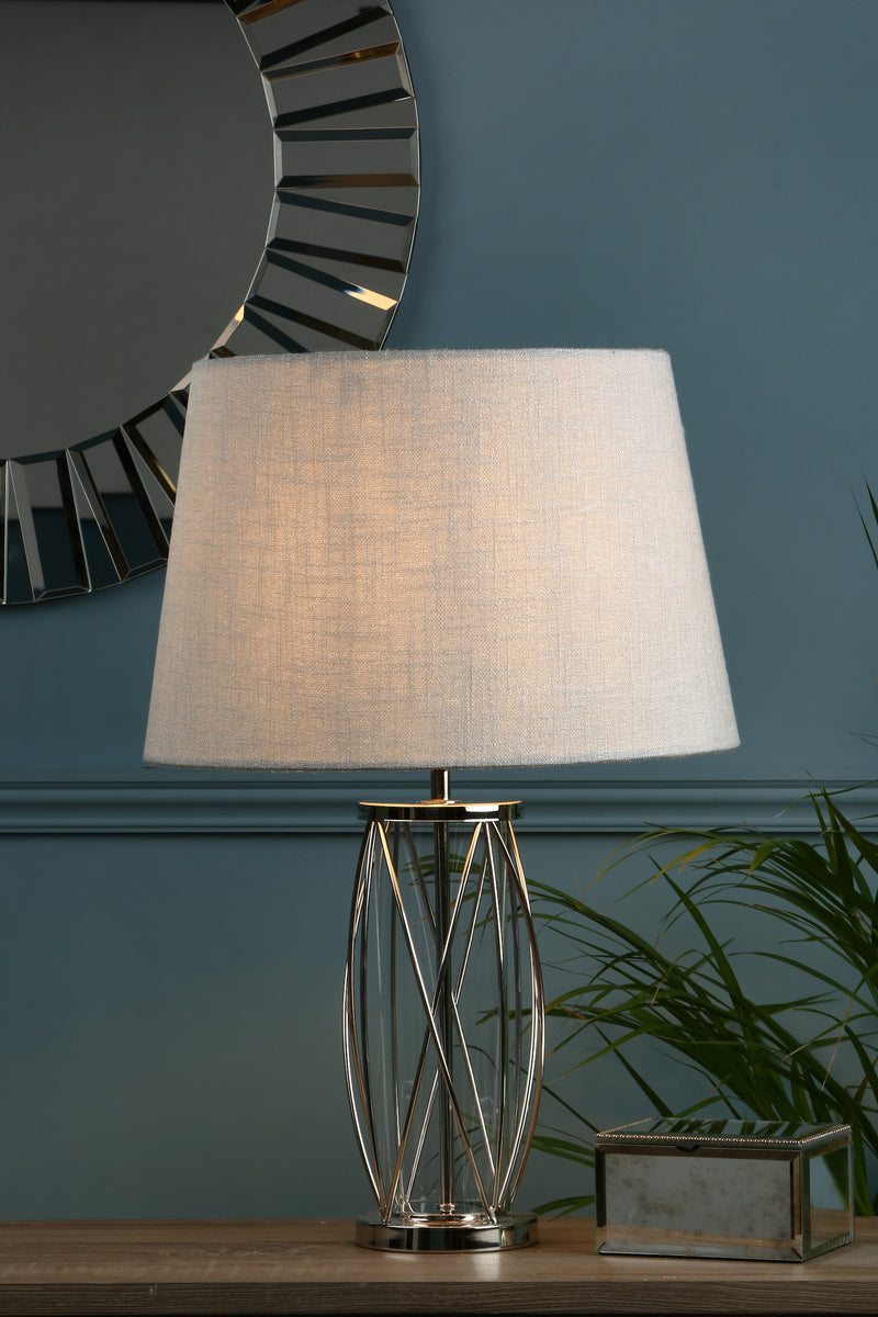 Laura Ashley Beckworth Small Table Lamp Polished Nickel Glass Base Only • LA3725834-Q