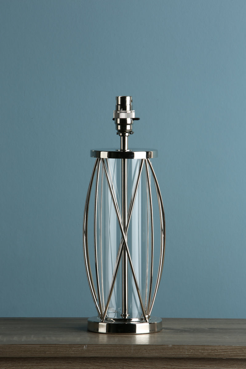Laura Ashley Beckworth Small Table Lamp Polished Nickel Glass Base Only • LA3725834-Q