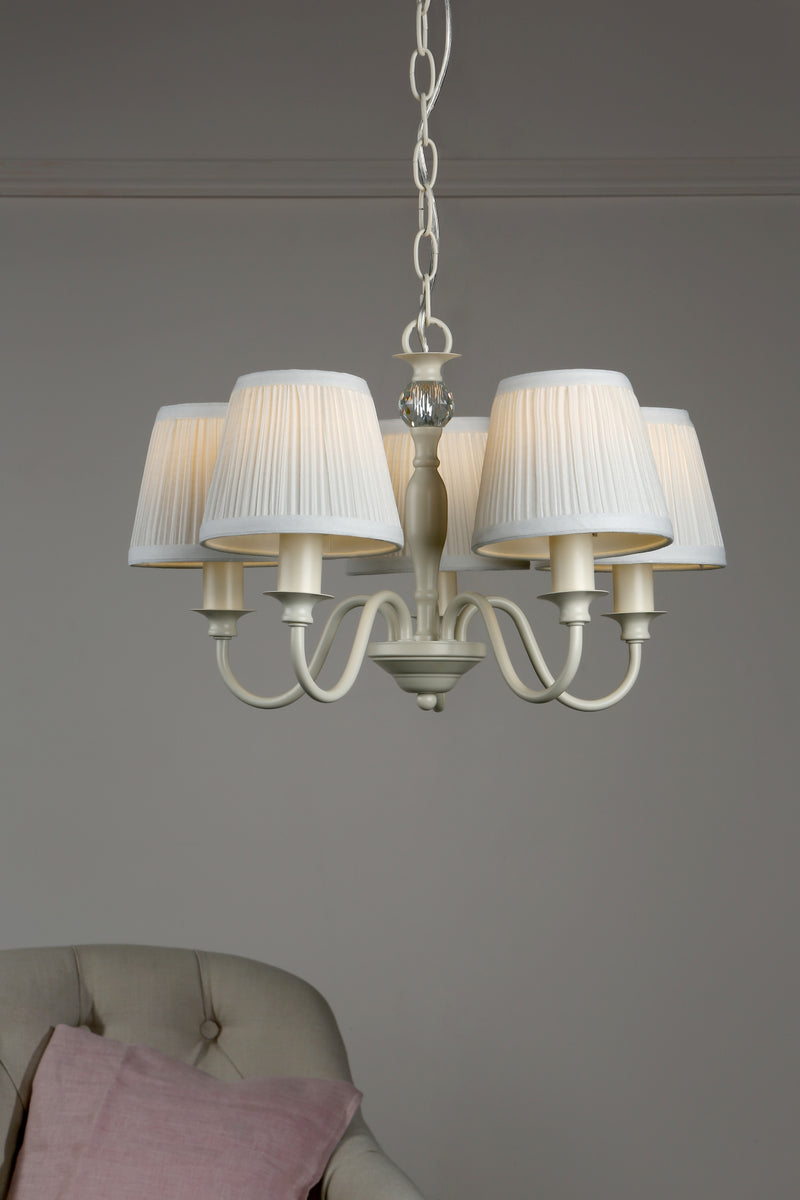 Laura Ashley Ellis 5lt Pendant Ivory With Shades • LA3726687-Q