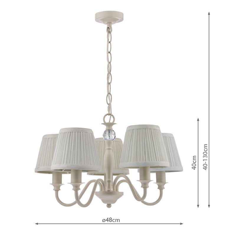 Laura Ashley Ellis 5lt Pendant Ivory With Shades • LA3726687-Q