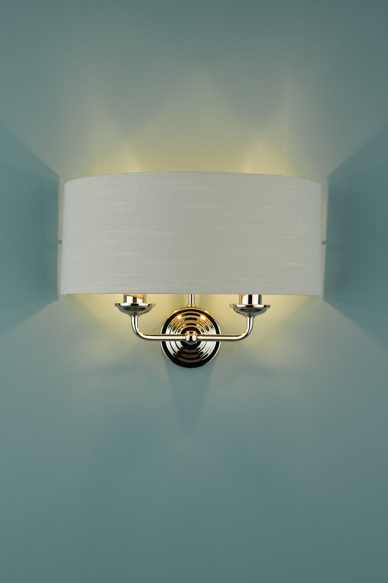 Laura Ashley Sorrento 2lt Wall Light Polished Nickel With Silver Shade • LA3727710-Q
