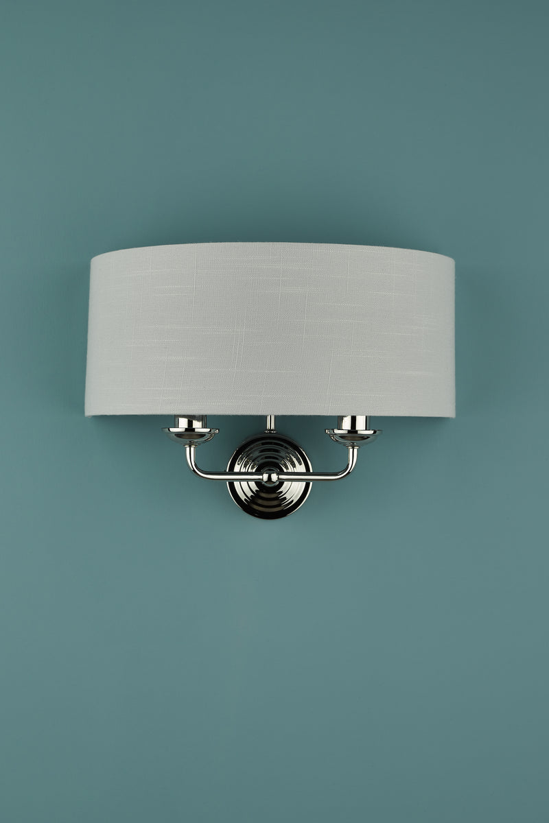 Laura Ashley Sorrento 2lt Wall Light Polished Nickel With Silver Shade • LA3727710-Q