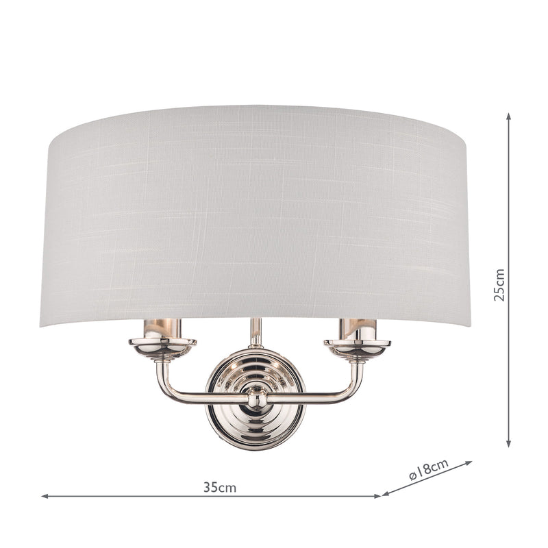 Laura Ashley Sorrento 2lt Wall Light Polished Nickel With Silver Shade • LA3727710-Q