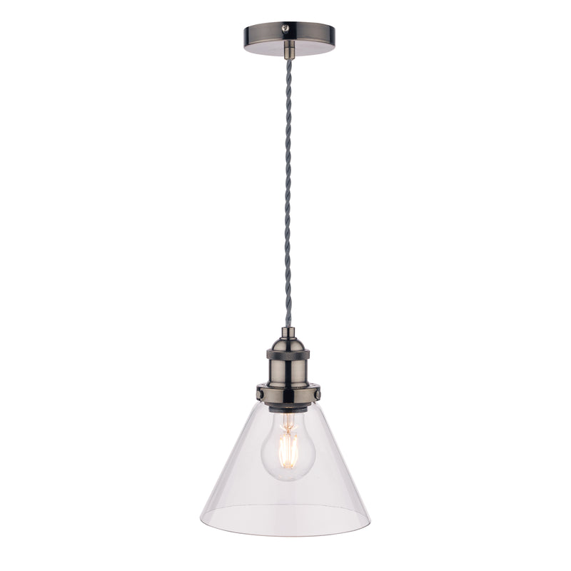 Laura Ashley Isaac Pendant Satin Nickel Glass • LA3727729-Q