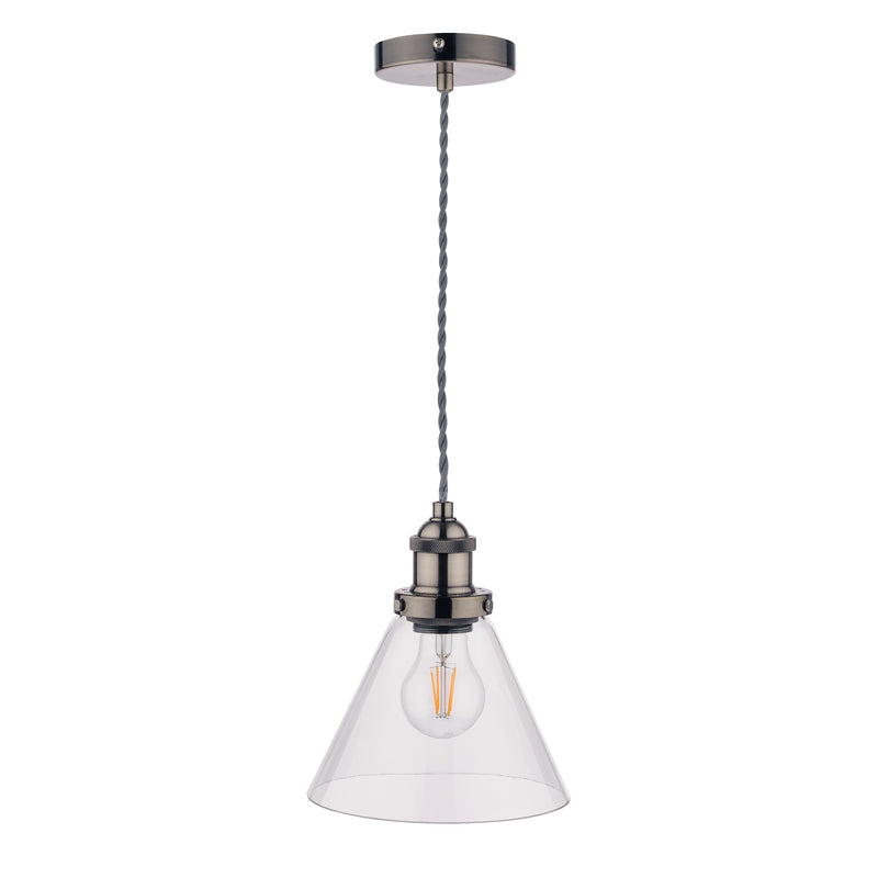Laura Ashley Isaac Pendant Satin Nickel Glass • LA3727729-Q