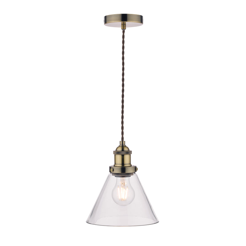 Laura Ashley Isaac Pendant Antique Brass Glass • LA3727730-Q