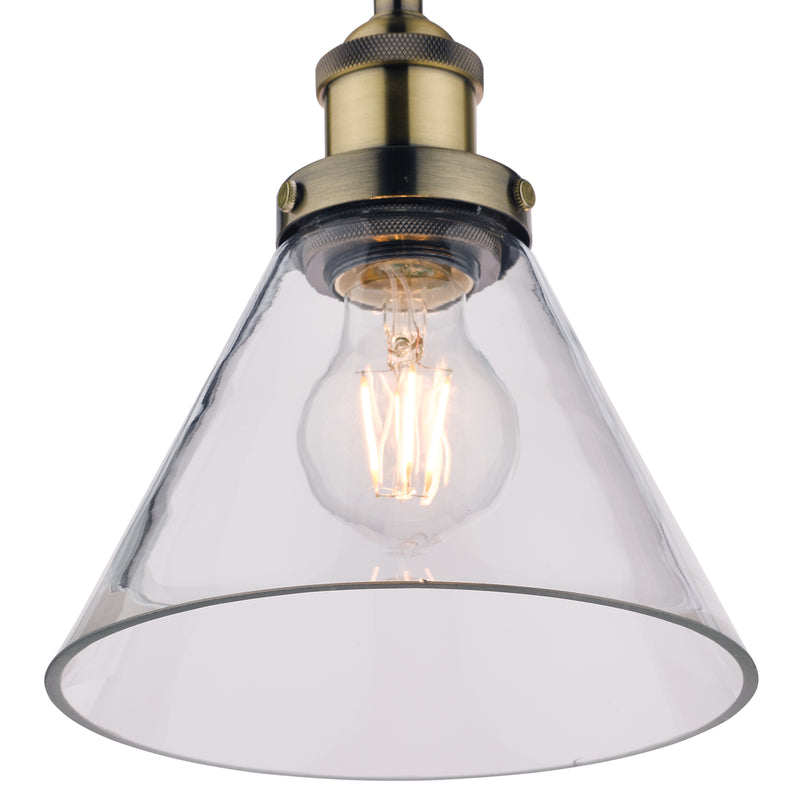 Laura Ashley Isaac Pendant Antique Brass Glass • LA3727730-Q