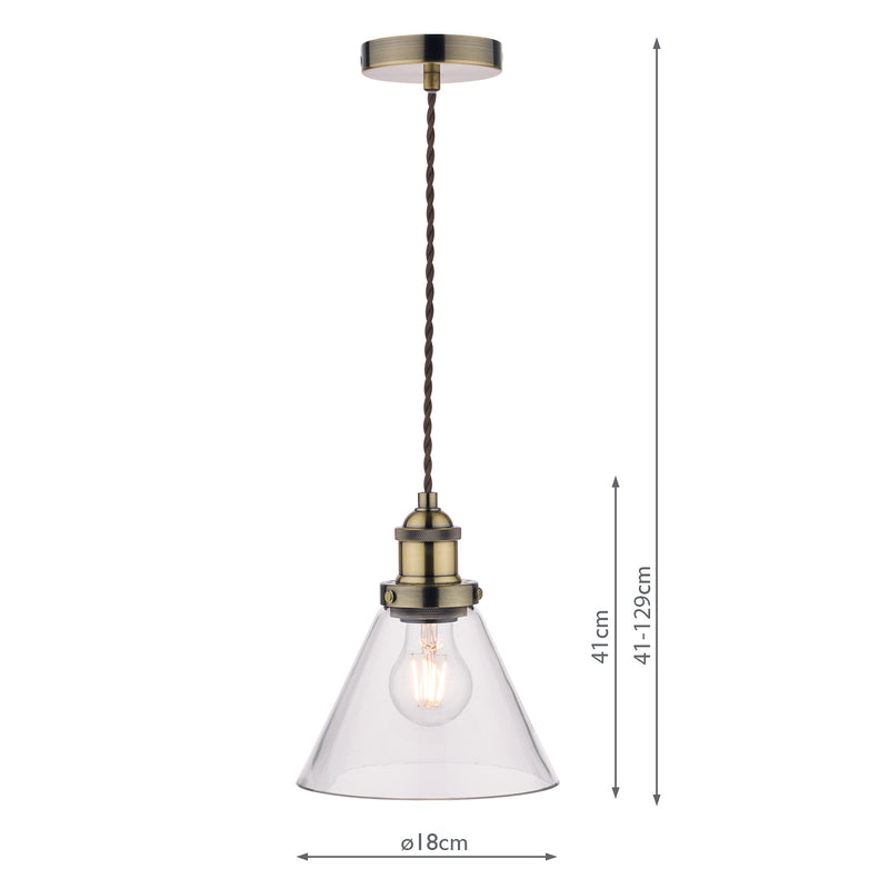 Laura Ashley Isaac Pendant Antique Brass Glass • LA3727730-Q