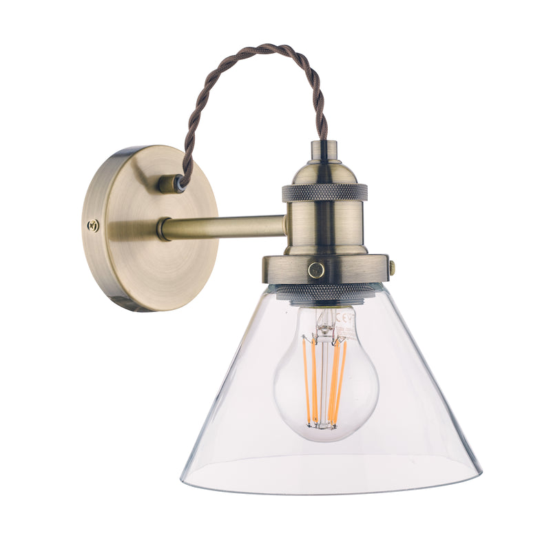 Laura Ashley Isaac Wall Light Antique Brass Glass • LA3727742-Q