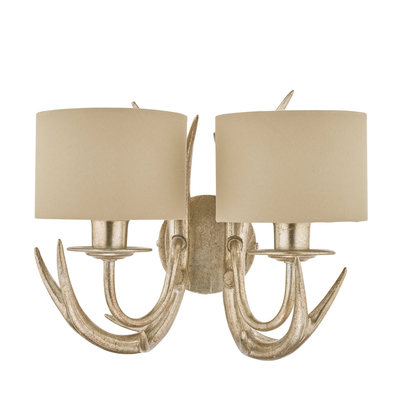 Laura Ashley Mulroy Antler 2lt Wall Light Champagne With Shades • LA3727743-Q