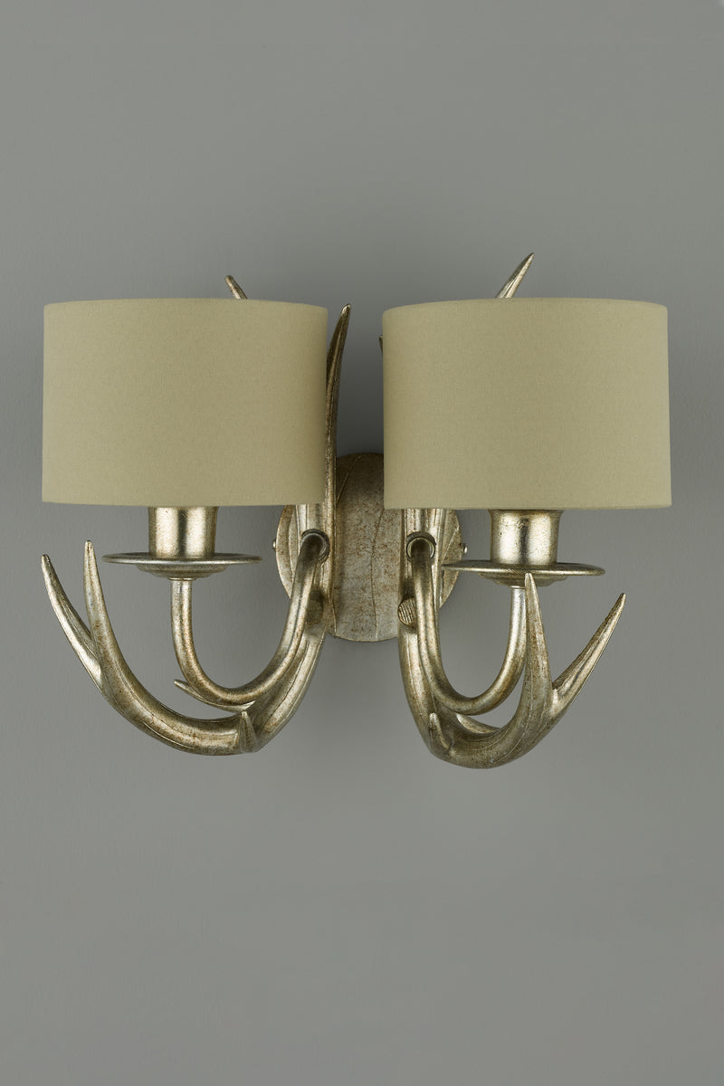 Laura Ashley Mulroy Antler 2lt Wall Light Champagne With Shades • LA3727743-Q