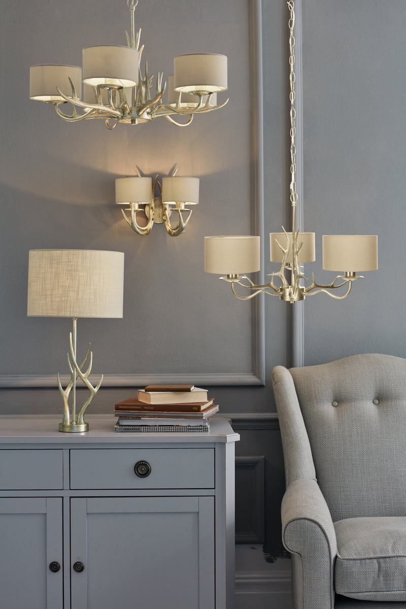 Laura Ashley Mulroy Antler 2lt Wall Light Champagne With Shades • LA3727743-Q