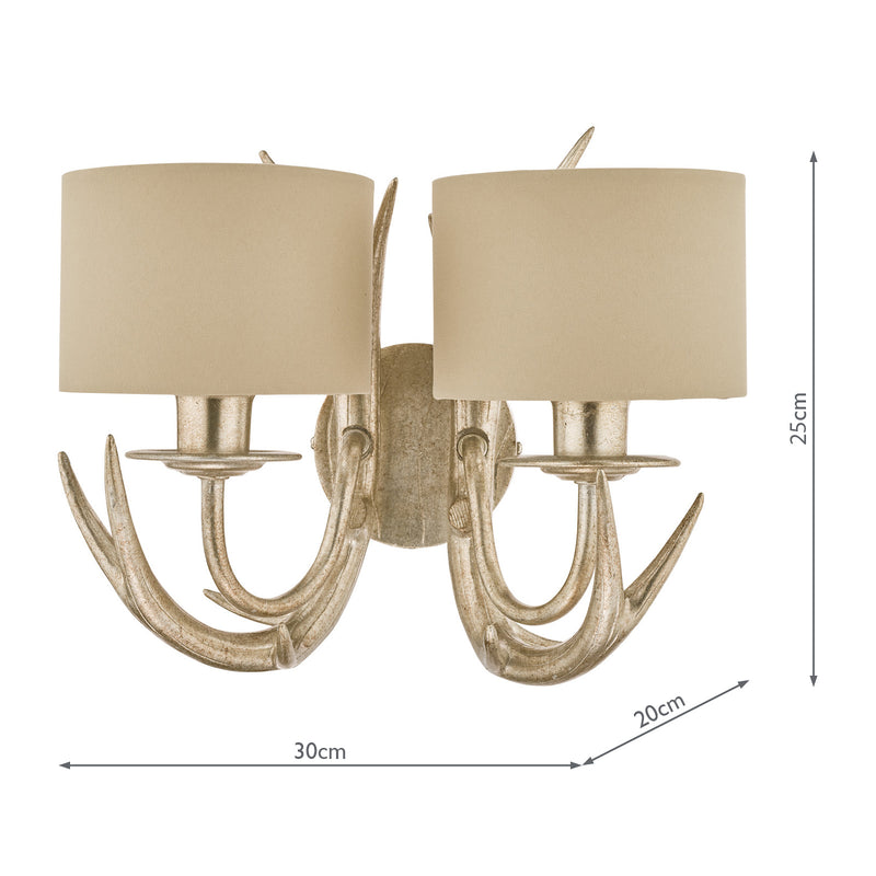 Laura Ashley Mulroy Antler 2lt Wall Light Champagne With Shades • LA3727743-Q