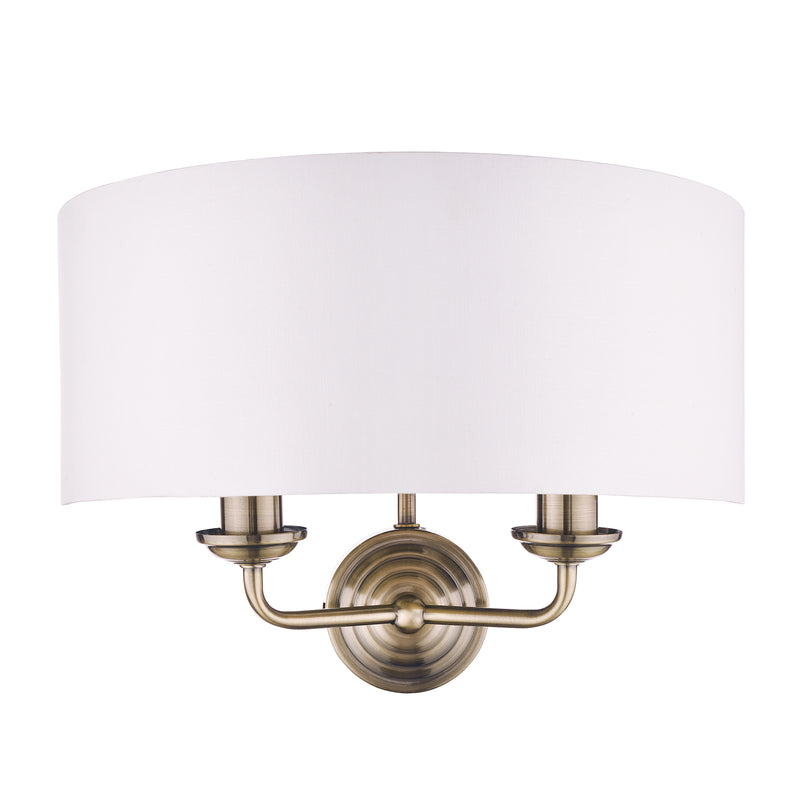 Laura Ashley Sorrento 2lt Wall Light Antique Brass With Ivory Shade • LA3727850-Q