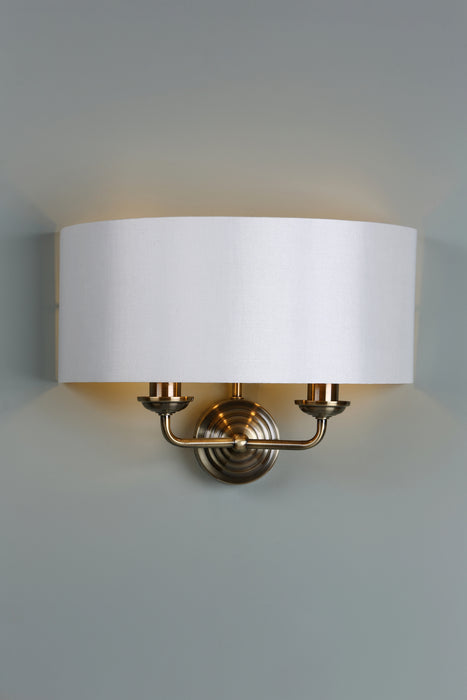 Laura Ashley Sorrento 2lt Wall Light Antique Brass With Ivory Shade • LA3727850-Q