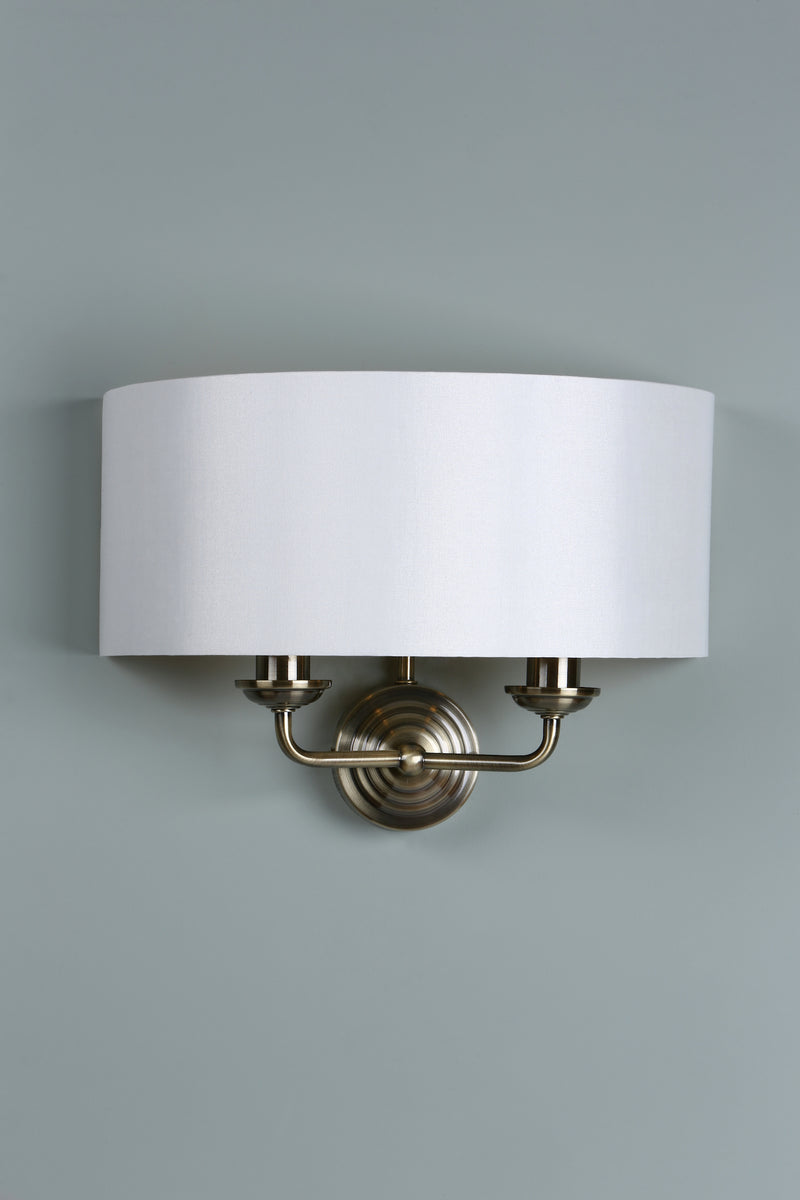 Laura Ashley Sorrento 2lt Wall Light Antique Brass With Ivory Shade • LA3727850-Q