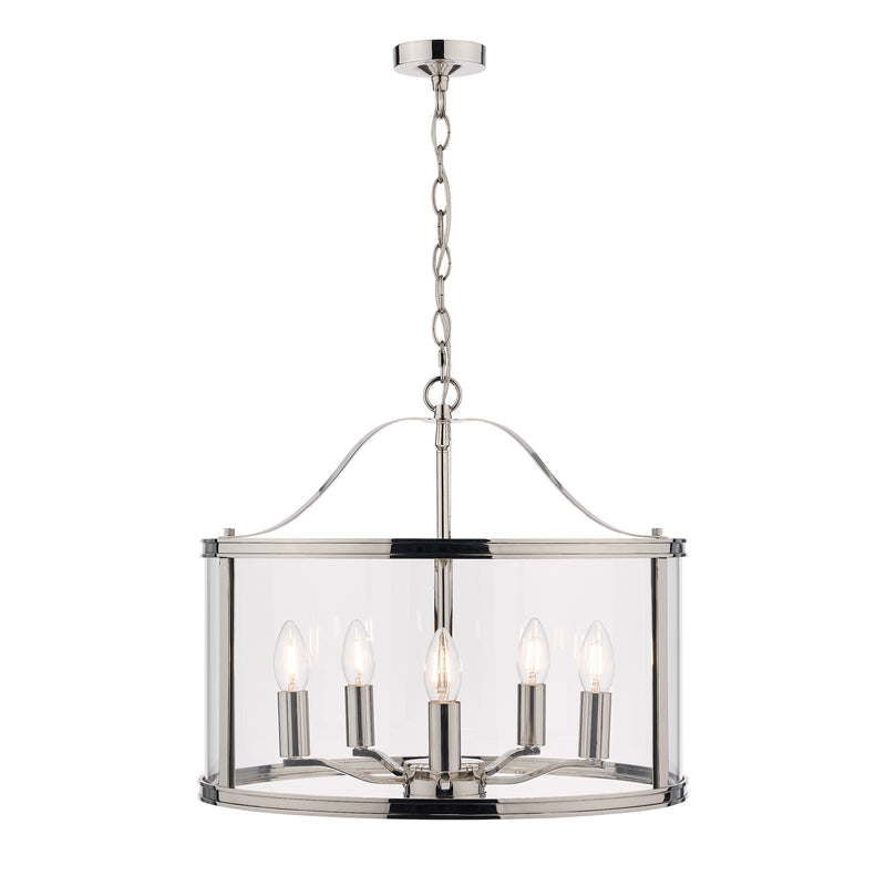 Laura Ashley Harrington 5lt Pendant Polished Nickel Glass • LA3732127-Q