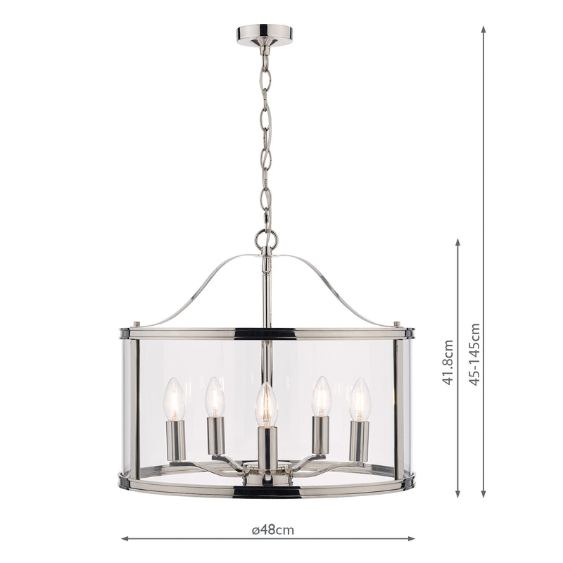 Laura Ashley Harrington 5lt Pendant Polished Nickel Glass • LA3732127-Q