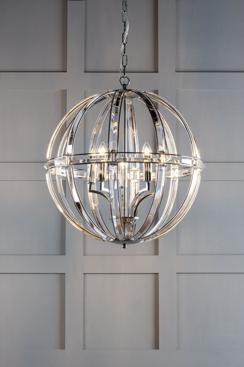 Laura Ashley Aidan 5lt Pendant Glass & Polished Chrome • LA3732577-Q