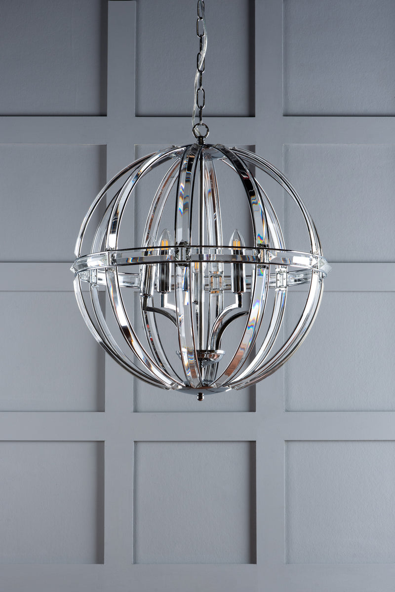 Laura Ashley Aidan 5lt Pendant Glass & Polished Chrome • LA3732577-Q