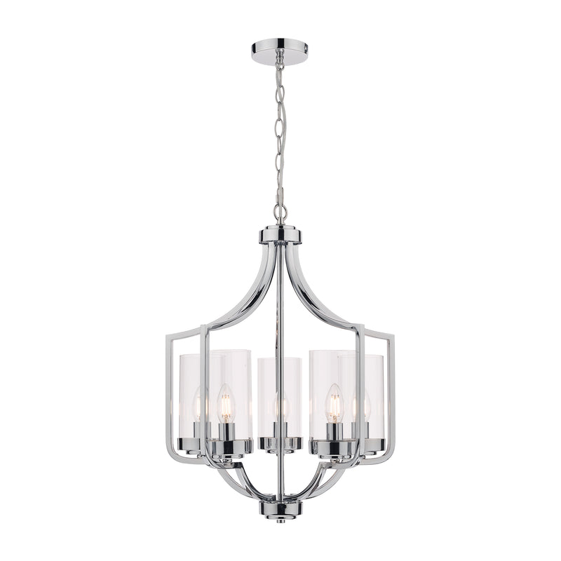 Laura Ashley Joseph 5lt Chandelier Polished Chrome Glass • LA3732578-Q