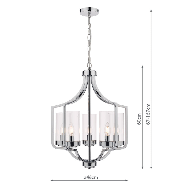 Laura Ashley Joseph 5lt Chandelier Polished Chrome Glass • LA3732578-Q