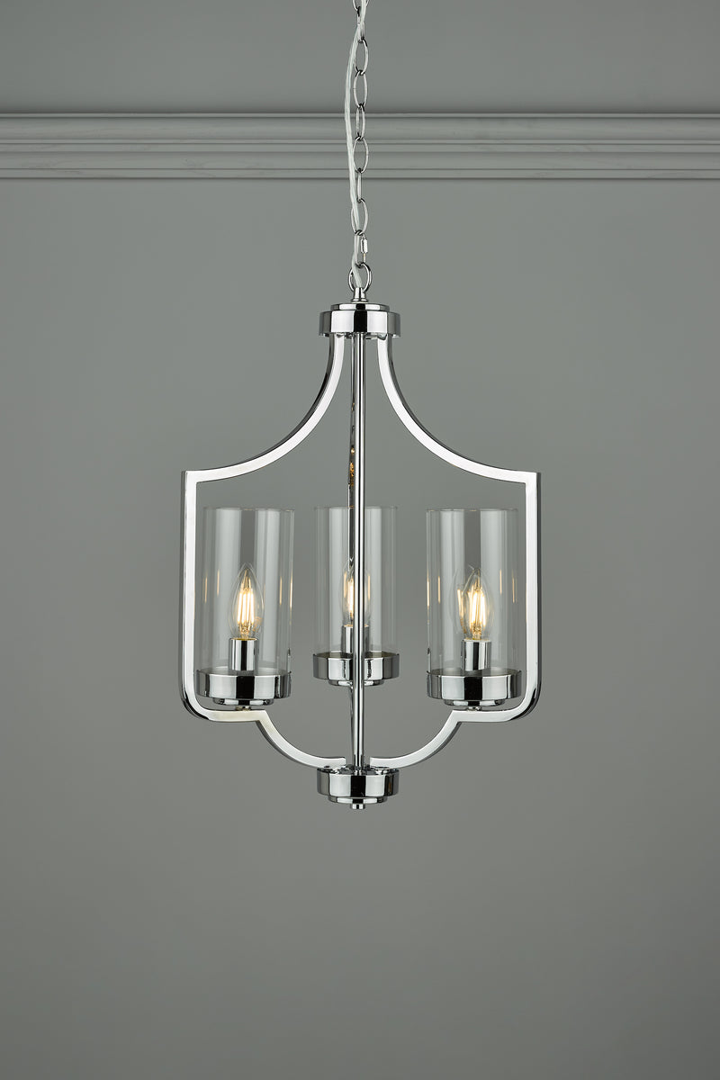 Laura Ashley Joseph 3lt Chandelier Polished Chrome Glass • LA3732582-Q