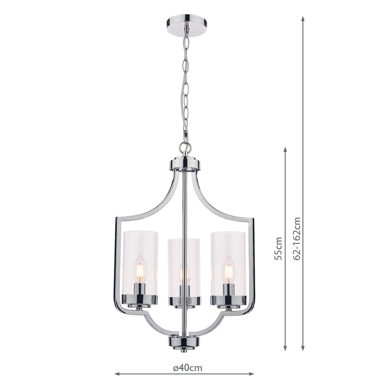 Laura Ashley Joseph 3lt Chandelier Polished Chrome Glass • LA3732582-Q