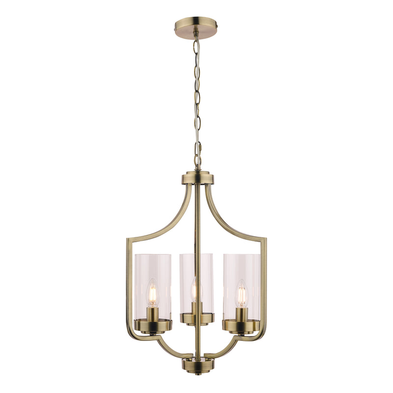 Laura Ashley Joseph 3lt Chandelier Antique Brass Glass • LA3732584-Q