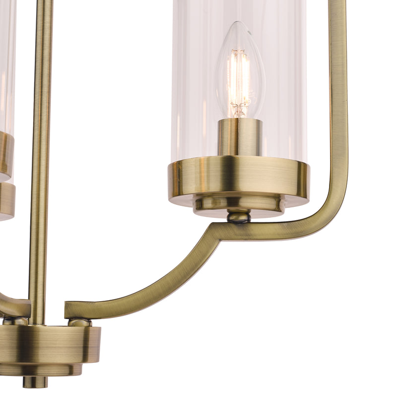 Laura Ashley Joseph 3lt Chandelier Antique Brass Glass • LA3732584-Q
