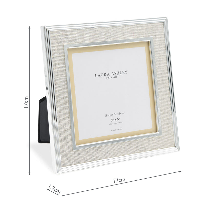 Laura Ashley Harrison Photo Frame Polished Silver Linen 5x5" • LA3732667-Q