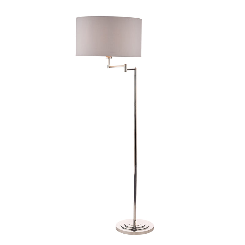 Laura Ashley Marlowe Swing Arm Floor Lamp Polished Nickel With Shade • LA3734177-Q