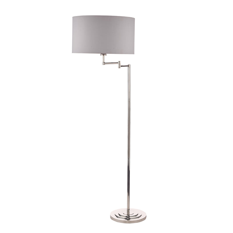 Laura Ashley Marlowe Swing Arm Floor Lamp Polished Nickel With Shade • LA3734177-Q