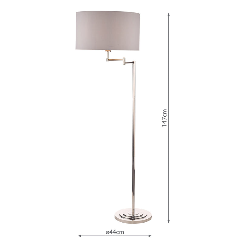 Laura Ashley Marlowe Swing Arm Floor Lamp Polished Nickel With Shade • LA3734177-Q