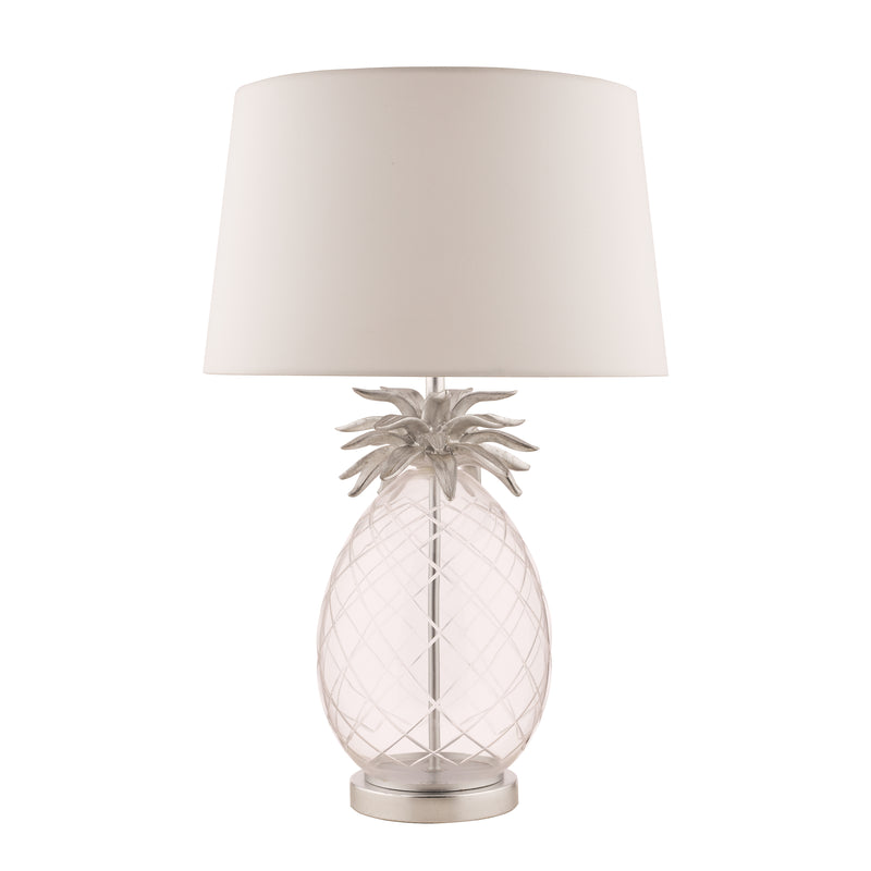Laura Ashley Pineapple Table Lamp Clear Cut Glass & Polished Chrome With Shade • LA3734611-Q