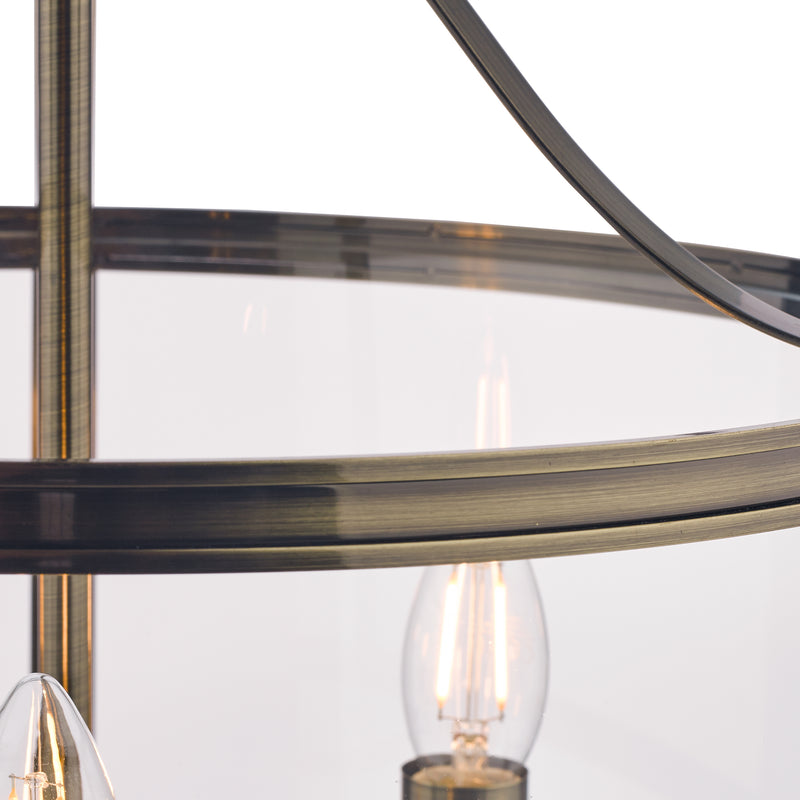 Laura Ashley Harrington 3lt Pendant Antique Brass Glass • LA3734640-Q