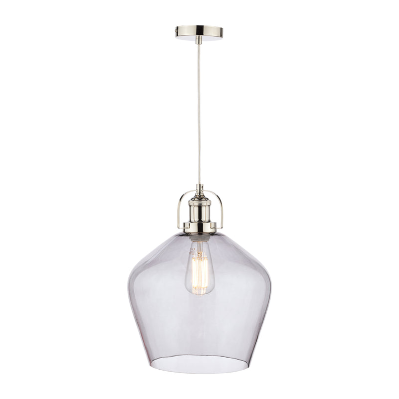 Laura Ashley Rye Pendant Polished Nickel Smoked Glass • LA3734717-Q