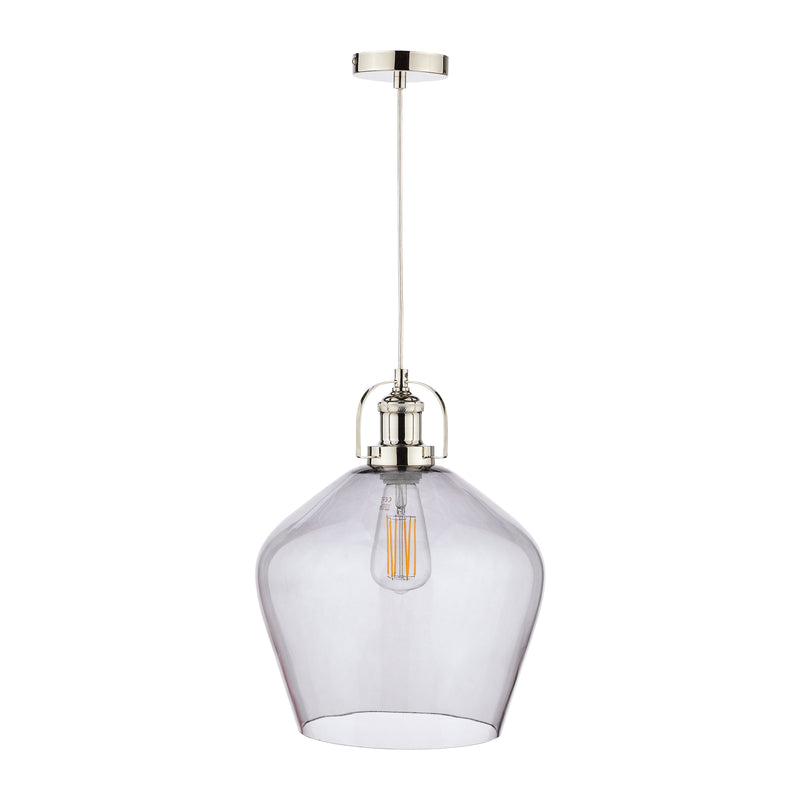 Laura Ashley Rye Pendant Polished Nickel Smoked Glass • LA3734717-Q