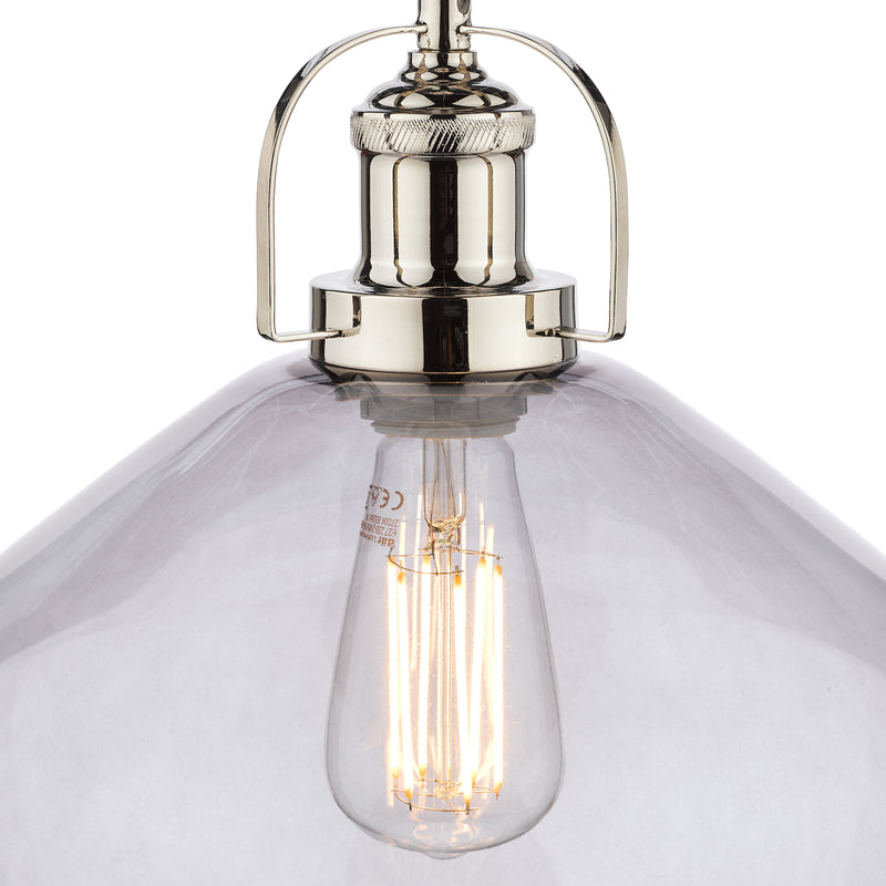 Laura Ashley Rye Pendant Polished Nickel Smoked Glass • LA3734717-Q