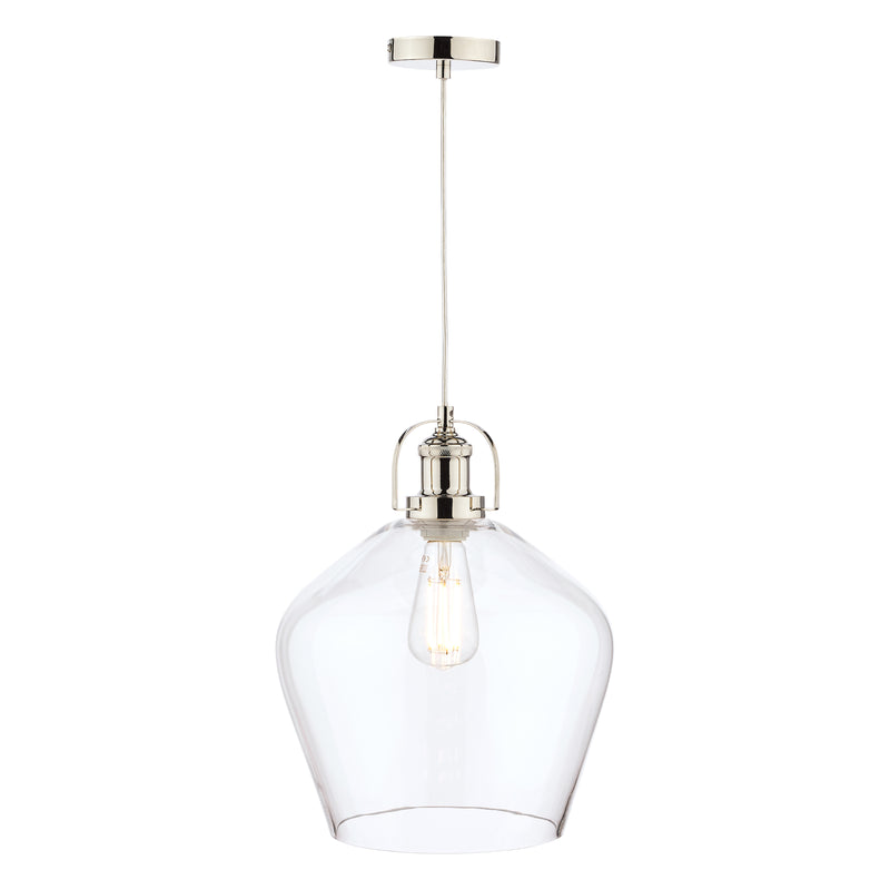 Laura Ashley Rye Pendant Polished Nickel Clear Glass • LA3734719-Q
