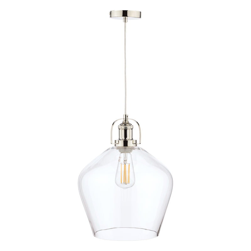 Laura Ashley Rye Pendant Polished Nickel Clear Glass • LA3734719-Q