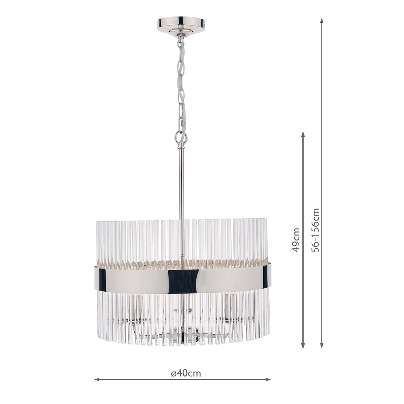 Laura Ashley Alexa 3lt Pendant Polished Nickel Glass Rods • LA3736027-Q