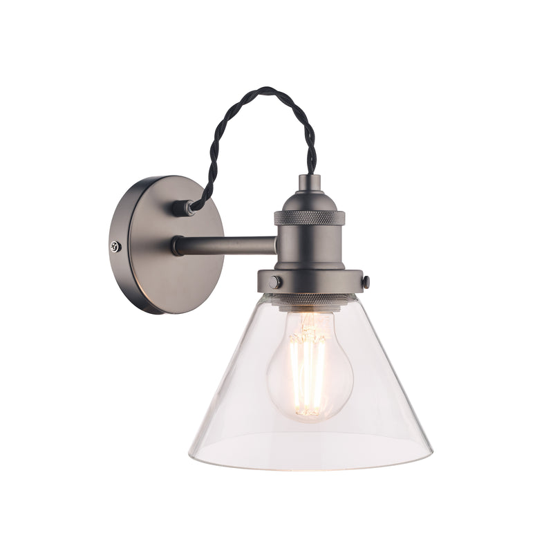 Laura Ashley Isaac Industrial Nickel 1 Light Wall Light • LA3742277-Q