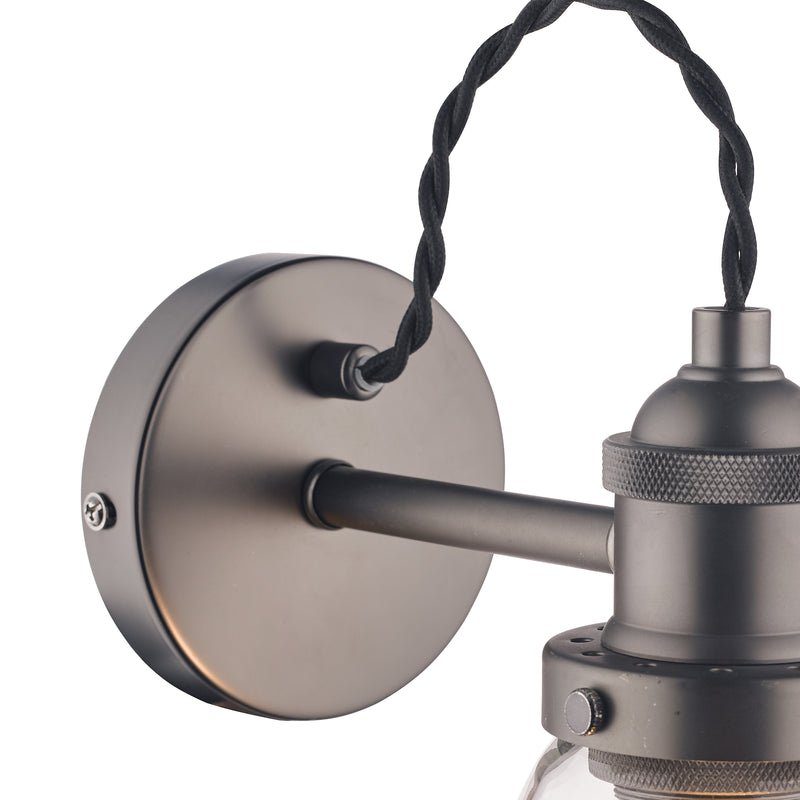 Laura Ashley Isaac Industrial Nickel 1 Light Wall Light • LA3742277-Q