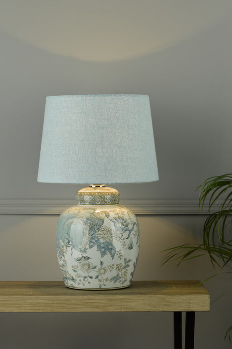 Laura Ashley Elizabeth Ceramic Table Lamp With Bird Print Design Base Only • LA3742516-Q