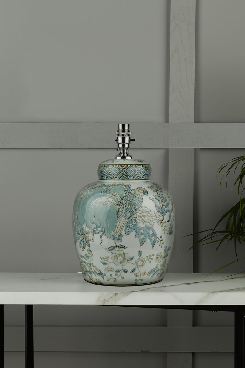 Laura Ashley Elizabeth Ceramic Table Lamp With Bird Print Design Base Only • LA3742516-Q